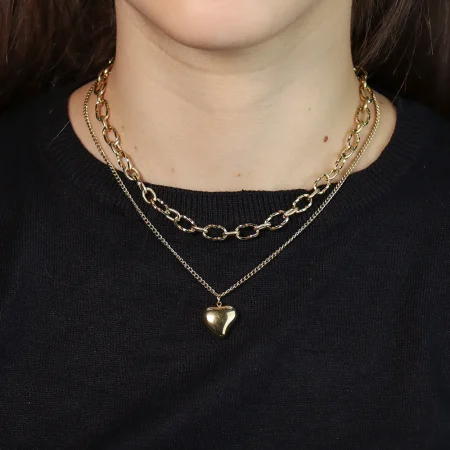 Collar doble con dije de coraz?n