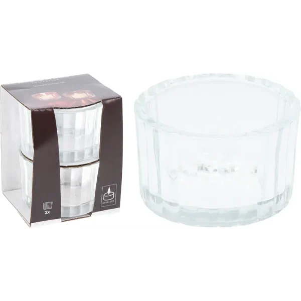 Set de 2 portavelas de vidrio 5 x 3 cm