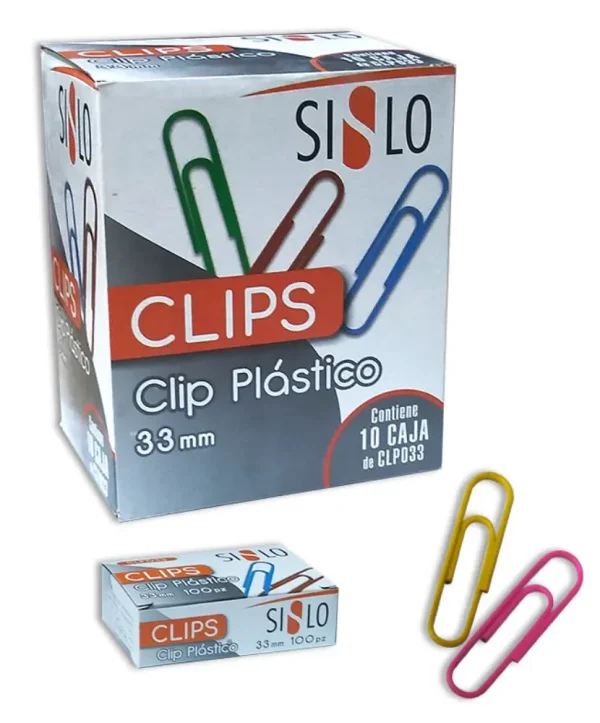 Clip pl?stico de colores (33 mm) 100 unidades