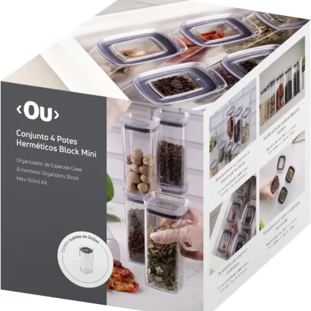 Conjunto organizador hermetico block 4 piezas 0,340 lts