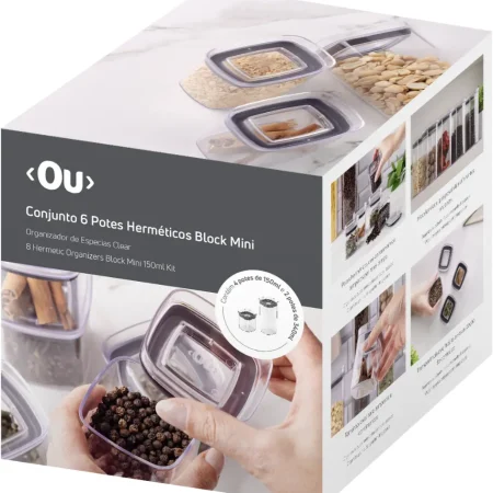 Conjunto organizador hermetico block 6 piezas (0,150 lts / 0,340 lts)