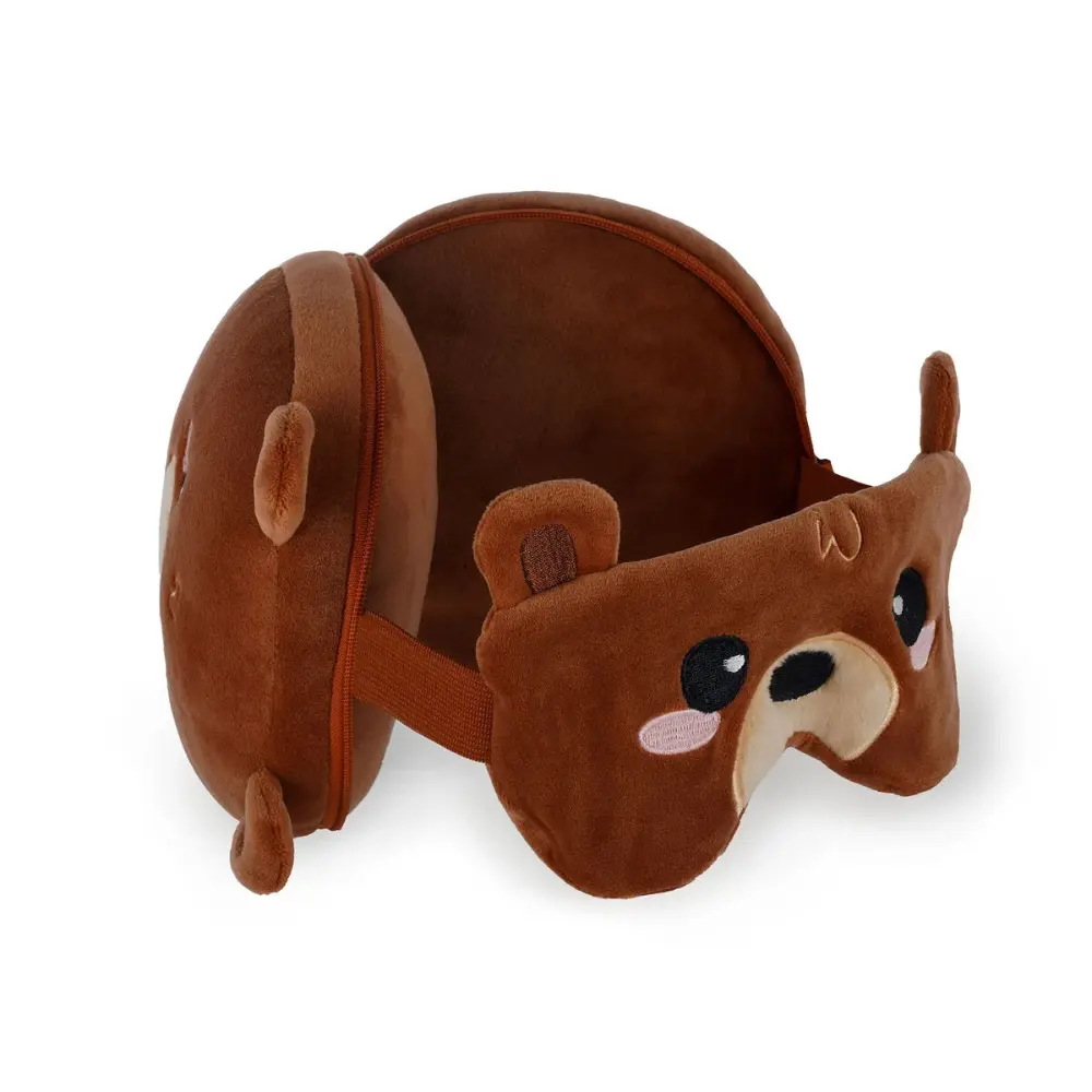 Almohada de viaje con antifaz Oso de peluche - Image 2