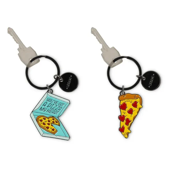 Set de 2 llaveros de metal esmaltados Pizza