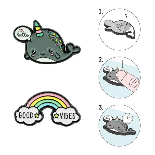 Set de 2 calcomanias diseño narval y arco iris