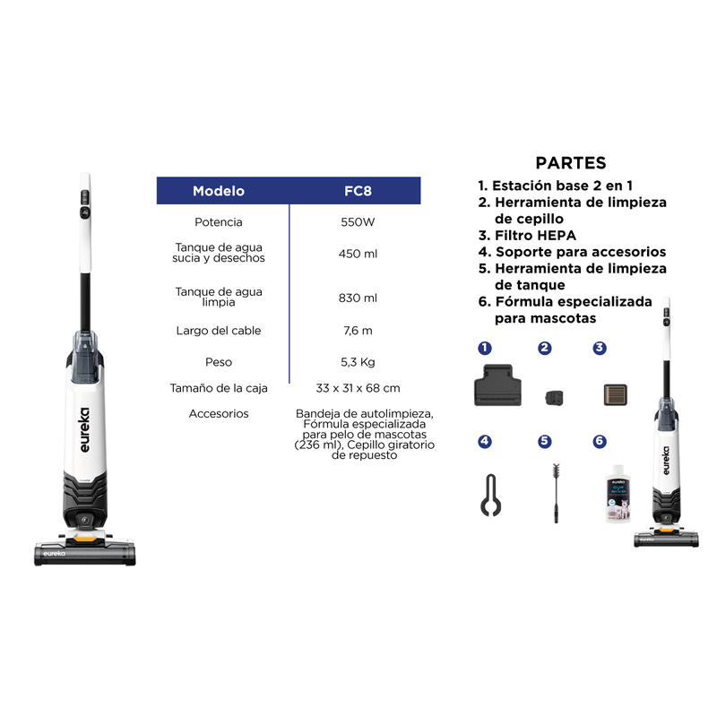 Aspiradora/mopa con tanque doble, para agua limpia (830ml) y sucia (450ml) - Image 5