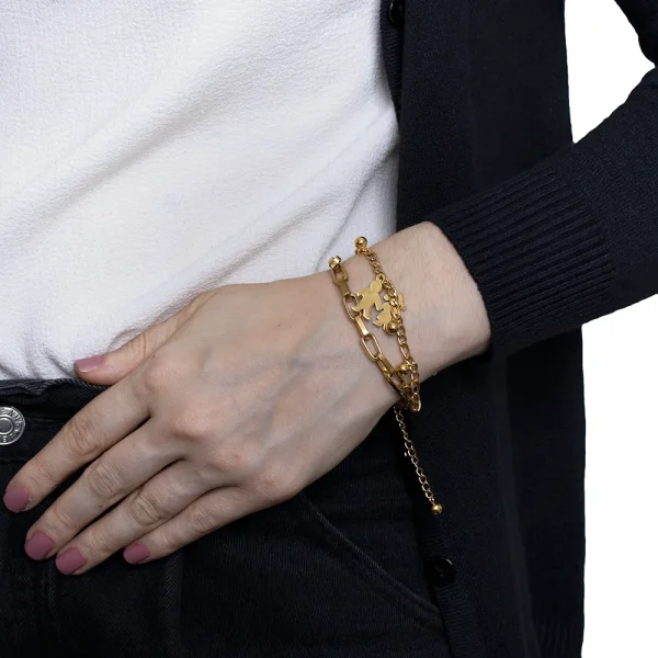 Pulsera de acero inoxidable doble capa y disenios