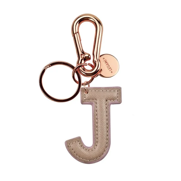 Llavero oro rosado letra J