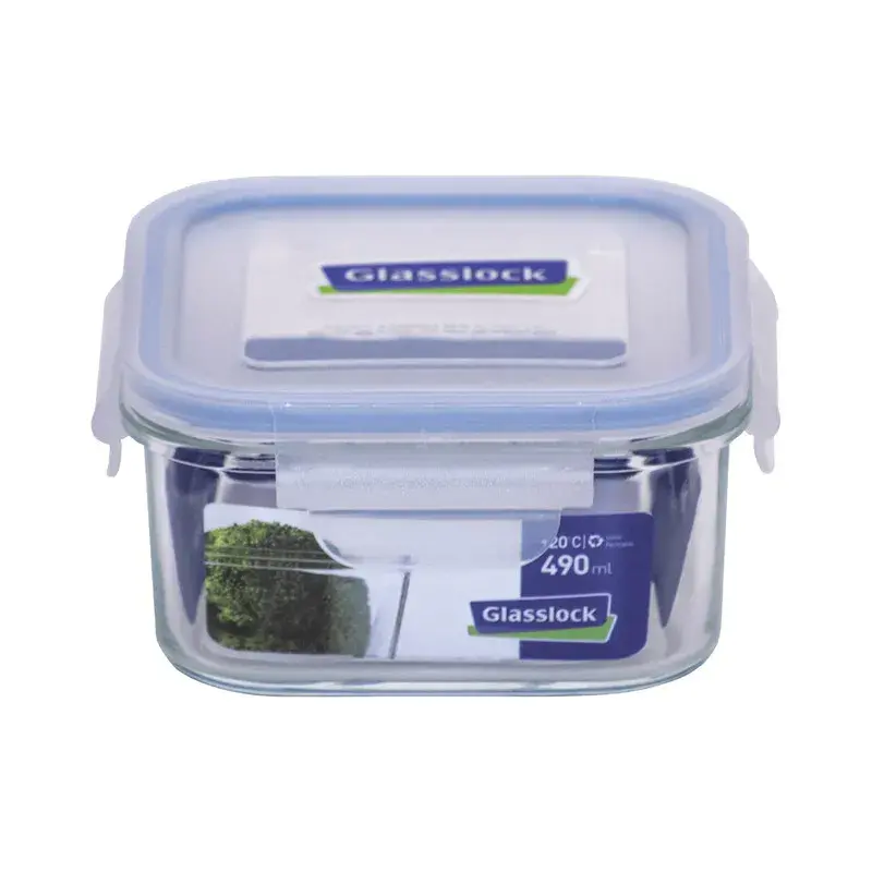 Contenedor de vidrio cuadrado 490ml