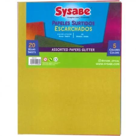 Block de papeles surtidos glitter con 20 piezas