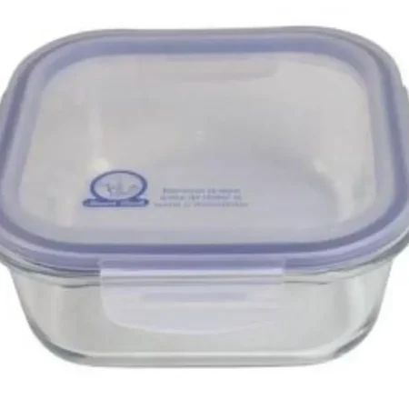 Contenedor de vidrio refractario con tapa anti derrame de 370 ml