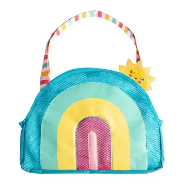Bolso de playa con juguetes arcoiris