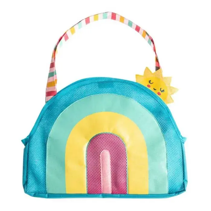 Bolso de playa con juguetes arcoiris