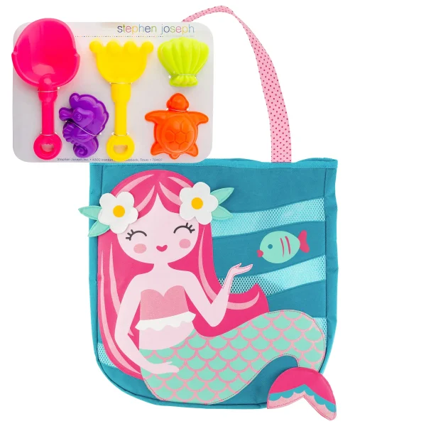 Bolso de playa con juguetes sirena