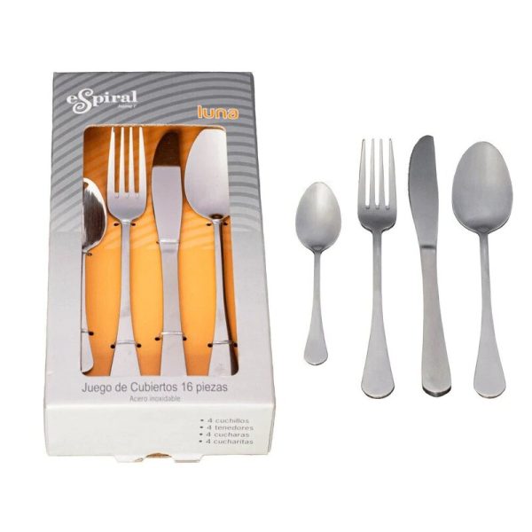 Juego de cubiertos acero inoxidable 16 piezas Luna