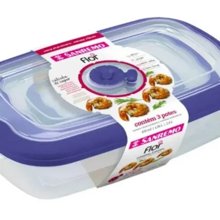 Set de 3 contenedores herm?ticos rectangulares (430 ml / 1,26 lts / 2,4 lts)