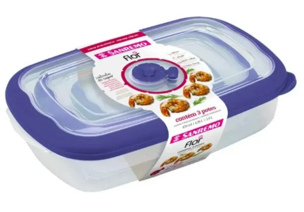Set de 3 contenedores herm?ticos rectangulares (430 ml / 1,26 lts / 2,4 lts)