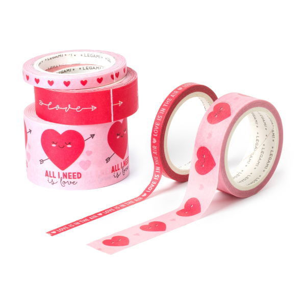Juego de 5 cintas adhesivas de papel Corazon
