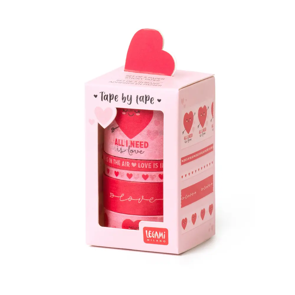 Juego de 5 cintas adhesivas de papel Corazon - Image 2