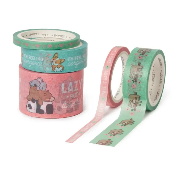 Juego de 5 cintas adhesivas de papel Animales